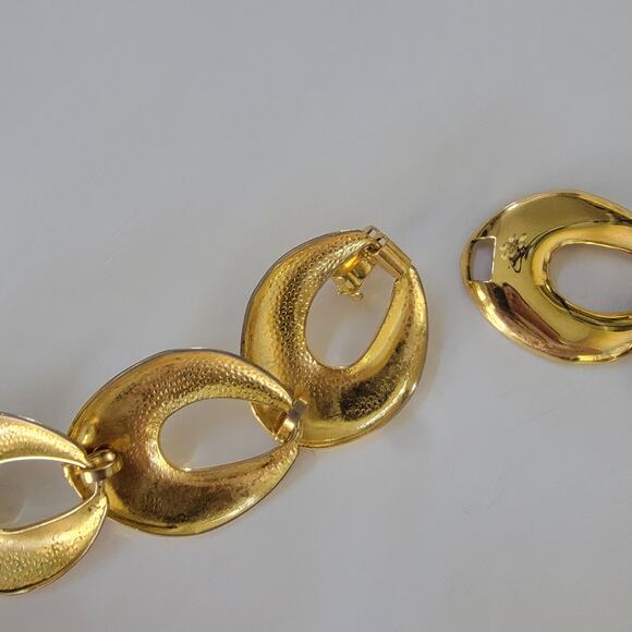 Vintage Gold Tone Chunky Link Necklace Bold Oval Chain Statement Collar Jewelry - Picture 6 of 10